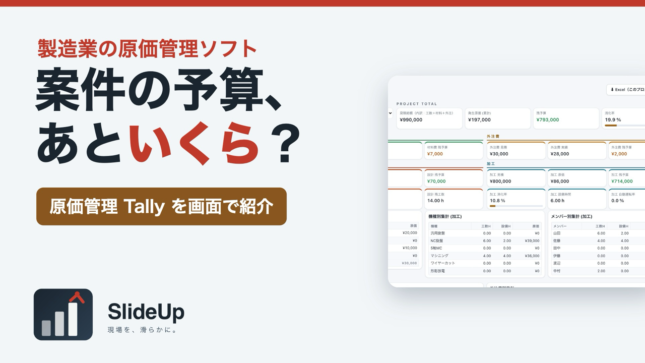 原価管理 Tally の紹介動画サムネイル